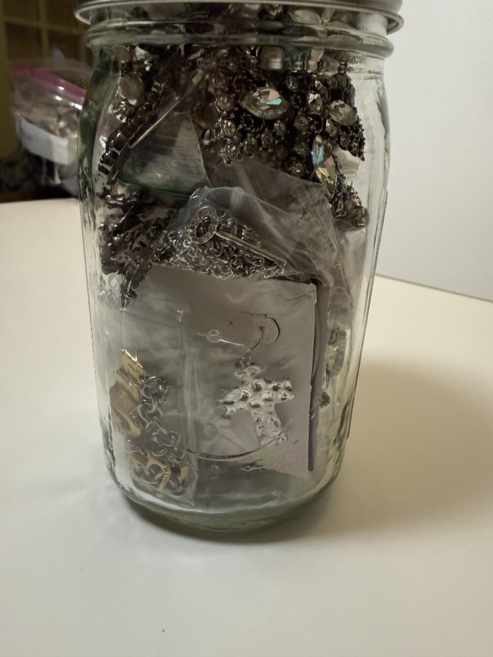 NEW UNUSED Mystery Jewelry Jar Christian Religious Theme